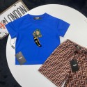 ブランドフェンディ子供服 男の子 セットアップ 夏 Fendi半袖 Tシャツ ハーフパンツ 半ズボン 上下セット 子供 ジャージ 上下セット 男の子 服 カジュアル 韓国 おしゃれ 男の子 半袖スウェット 90-160cm 