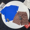 ブランドフェンディ子供服 男の子 セットアップ 夏 Fendi半袖 Tシャツ ハーフパンツ 半ズボン 上下セット 子供 ジャージ 上下セット 男の子 服 カジュアル 韓国 おしゃれ 男の子 半袖スウェット 90-160cm 