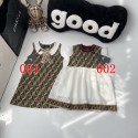 ハイブランドFENDIガールズワンピース フェンディ キッズ ケーキスカート 子供ドレス ノースリーブワンピース リボン付き 無袖ワンピース ガールズ 子ども服 普段着 カジュアル お出かけ 旅行 100-160CM