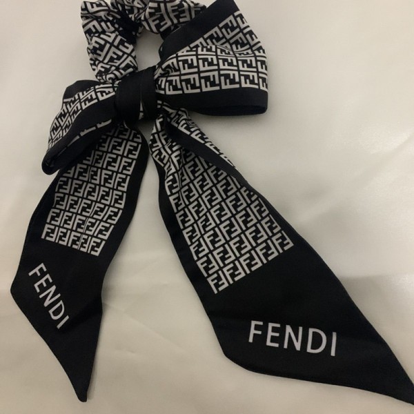 ブランドフェンディシルクシュシュ Fendi リボンゴム エレガント ヘアアクセサリー レディース向け フリーサイズ 光沢感 ヘアゴムプレゼント 