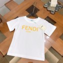 ブランド フェンディペアルック tシャツ 夏 レディース Fendi半袖Ｔシャツ 可愛い お揃いtシャツ メンズ Ｔシャツ ペアルック カップル お揃い キッズ服 ペアtシャツ 半袖 綿 シンプル 90¬160cm S¬3XL