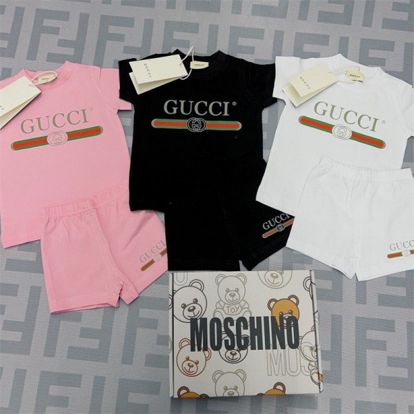 Gucci グッチ 子供服 ２点セット tシャツ 上下セット キッズ ショーツ夏 ブランド セットアップ 子供の服 かわいい トップス ハーフパンツ ゆったり スポーツウェア おしゃれ 人気 メンズ レディーズ 3色  90 - 140cm