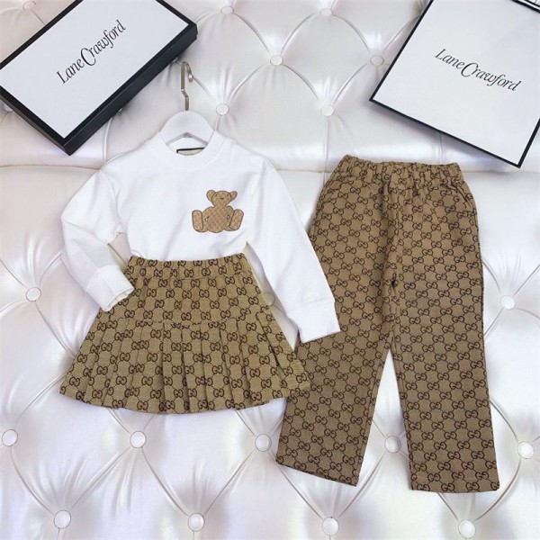ハイブランド GG 子供服 ロングTシャツ 裏起毛長袖 カットソー キッズ 女の子 男の子 ガールズ 綿 スカート 厚手Tシャツ 春 秋 冬 インナー トップス 肌着 ストライプ 流行り シンプル 定番 通園 通学 男女兼用100 - 160cm