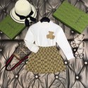 ハイブランド GG 子供服 ロングTシャツ 裏起毛長袖 カットソー キッズ 女の子 男の子 ガールズ 綿 スカート 厚手Tシャツ 春 秋 冬 インナー トップス 肌着 ストライプ 流行り シンプル 定番 通園 通学 男女兼用100 - 160cm