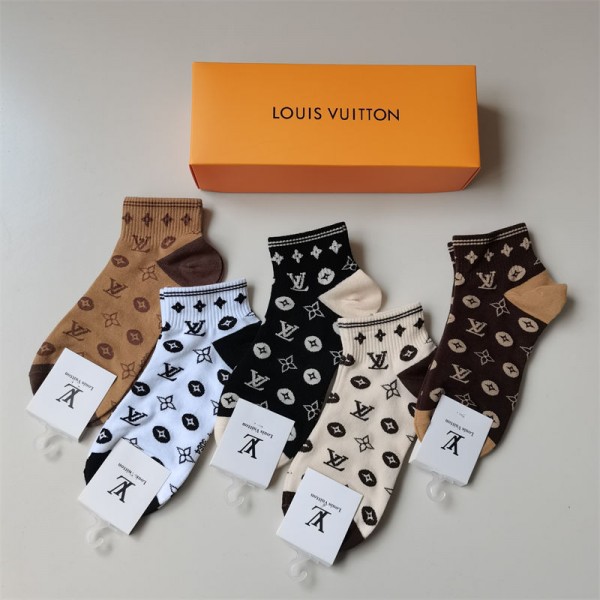 Lv ルイヴィトンハイブランド ソックス 綿製ブランド ストッキング 大人気コットン 靴下 メンズ 通気性ブランドミドルソックス 高品質