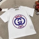GG ハイブランド子供Tシャツ スクリプトロゴ キッズ 半袖 丸首トップス 綿100% クールネック ラバープリント ショートスリーブTシャツ ベーシック90- 160cm
