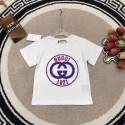 GG ハイブランド子供Tシャツ スクリプトロゴ キッズ 半袖 丸首トップス 綿100% クールネック ラバープリント ショートスリーブTシャツ ベーシック90- 160cm