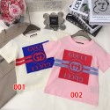 GG ブランド子供tシャツ キッズ用Tシャツ スクリプトロゴ キッズ 半袖 丸首 綿100% クールネック ラバープリント ショートスリーブTシャツ ベーシック 90 - 160cm
