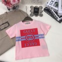 GG ブランド子供tシャツ キッズ用Tシャツ スクリプトロゴ キッズ 半袖 丸首 綿100% クールネック ラバープリント ショートスリーブTシャツ ベーシック 90 - 160cm