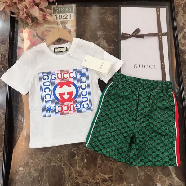 ハイブランドGG キッズ ボーイズ 男の子 gg 半袖tシャツ2点セット 上下セットジャージ 半袖Tシャツ ショートパンツ 夏服 小学生 カジュアル かっこいい アウトドアスポーツ スウェット ルームウェア 総柄 通園通学 90 - 160cm 女