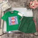 ハイブランドGG キッズ ボーイズ 男の子 gg 半袖tシャツ2点セット 上下セットジャージ 半袖Tシャツ ショートパンツ 夏服 小学生 カジュアル かっこいい アウトドアスポーツ スウェット ルームウェア 総柄 通園通学 90 - 160cm 女