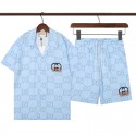ハイブランドgg 夏服セットメンズ 上下セット GG 半袖 カジュアル シャツ + ハーフパンツ セットアップ おしゃれ シャツ ショットパンツ 上下 セット 夏S - 5XL