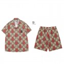ハイブランド GG 夏 アロハシャツ セットアップ メンズ カジュアル セット 半袖シャツ ショートパンツ S- 5XL 上下セット 花柄 Tシャツ ハーフパンツ 2点セット 夏 ビーチ ハワイアン カップル トップス リゾート スタイル レジャー ウェア