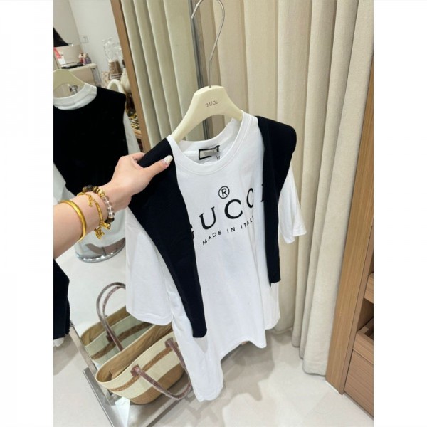 gg ブランド半袖tシャツ オーバーサイズ ブランドGG カジュアルtシャツ高品質Tシャツカットソーペアカップル大人の上質Tシャツ