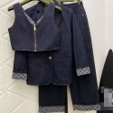 ハイブランドGGレディース 3点セット キャミソール デニムジャケット デニムズボン Gg 女の子秋冬 デニムワイドパンツ 春秋冬 セットアップ ロングパンツ カジュアル 流行り レトロ ファッション 上下セット 着痩せ 韓国風 エレガント 可愛い  S - XL