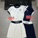 ロエベサマーウェア レディース 上下セット 半袖ｔシャツ プリーツスカート ニットｔシャツ スポーツウェア Tシャツ S - L キュロットスカート 2点セット 春 夏 カジュアル 無地 シンプル おしゃれサマー