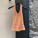 ロエベニットキャミソール ホルターネック LOEWE  ニット 背中開き リボン ニットタンクトップ トップス ノースリーブ セクシー インナー重ね着 おしゃれ 韓国ファッション 大人 レディース カジュアル 着瘦せ リゾート
