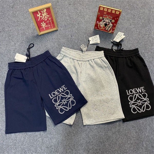 LOEWE レディース ショートパンツ 綿 ロゴ スポーツ ロエベ 短パン 夏 ポケット付き カジュアルウエア 柔らかい 通気性 伸縮性 吸汗 ヨガ ランニング M - 5XL