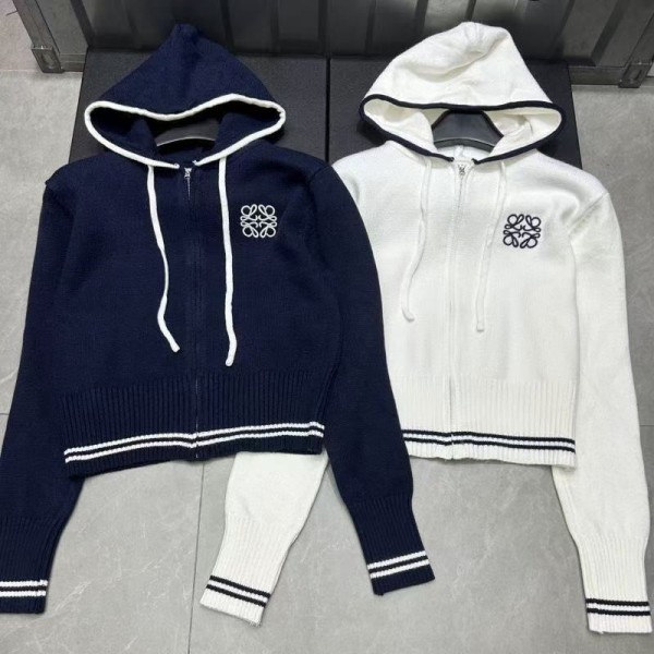 ロエベ ニットブルゾン レディース LOEWE カーディガン 羽織り アウター パーカー リブ フルジップアップ シンプル おしゃれ 長袖 カジュアル リラックス 春 秋 冬 S - L 