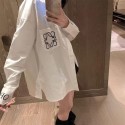 ロエベシャツ レディース 長袖 ワイシャツ ブランドloewe トップス 襟付き ブラウス ポケット付き 上質 オーバーサイズ カジュアル 通勤 春 秋  薄手で通気 軽量で快適、ポケット付きのレギュラーフィット長袖シャツ M-2XL