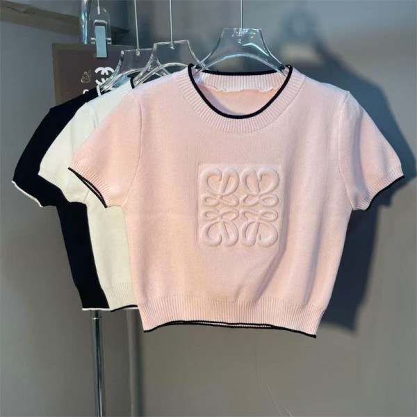 ロエベ カットソー 綿 春 夏 Tシャツ LOEWE ニット セーター カジュアル 通勤 シンプル 可愛い 上品 おしゃれ トップス 半袖 レディースXS- M 