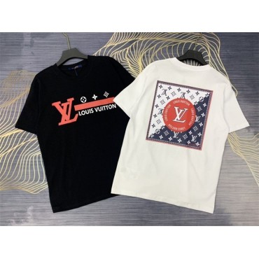 ルイヴィトン Tシャツ レディース 人気 ブランド lv 上着 トップス メンズ 半袖tシャツ カジュアル 男女通用 丸首 ファション コットン100％ 通気性 気心地よい X~4XL