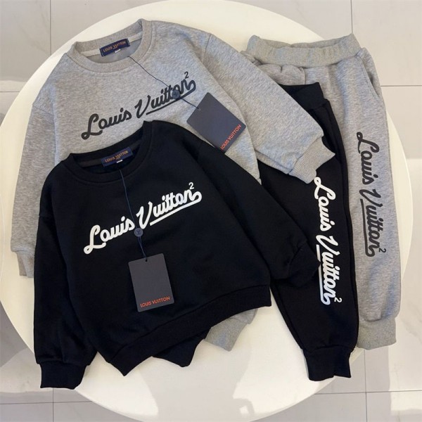 Lv ルイヴィトンハイブランドキッズ ジャージ 上下セット 男の子 スウェットシャツ 裏起毛 セットアップ パーカー スウェットパンツ フード付き トレーナーウェア ジュニア 春秋 秋冬 90 - 150cm
