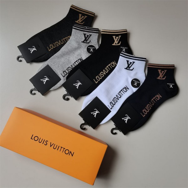 Lv ルイヴィトンレディース向け 靴下 かわいい浅口ソックス 女の子好き 韓国上質な コットン ソックス くつしたブランドソックス 男女兼用 ファッション