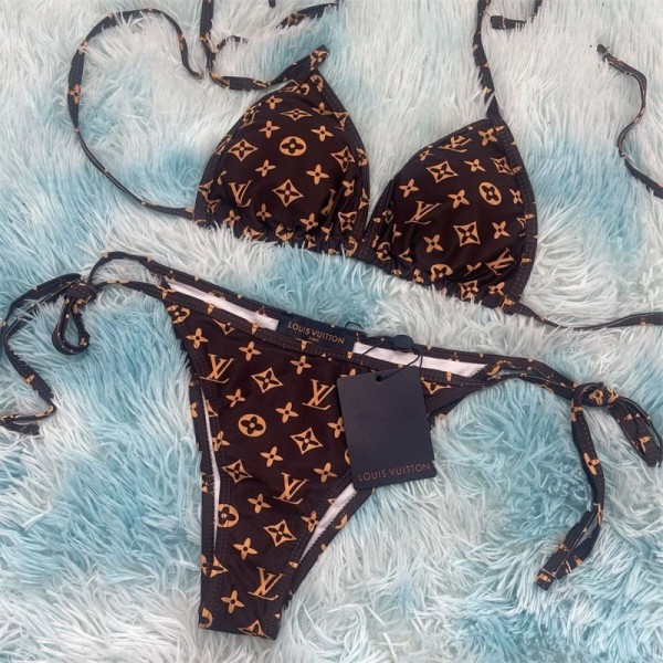 Lv ルイヴィトンハイブランド水着 レディース ビキニパロディブランド体型カバー水着  オトナ女子 人気ショートパンツ大きいサイズ 体型カバー水着S - XL