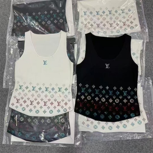 ルイヴィトンサマーニット レディース ブランド lv トップス セーター ニットソー ノースリーブ ハイネック 薄手 モノグラム 春 夏 秋 S - L