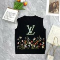 ルイヴィトンニットタンクトップ レディース Lv ノースリーブ クールネック ニット カットソー トップス リブニット タートルネック セーター 薄手 スリム 花がら  S - L