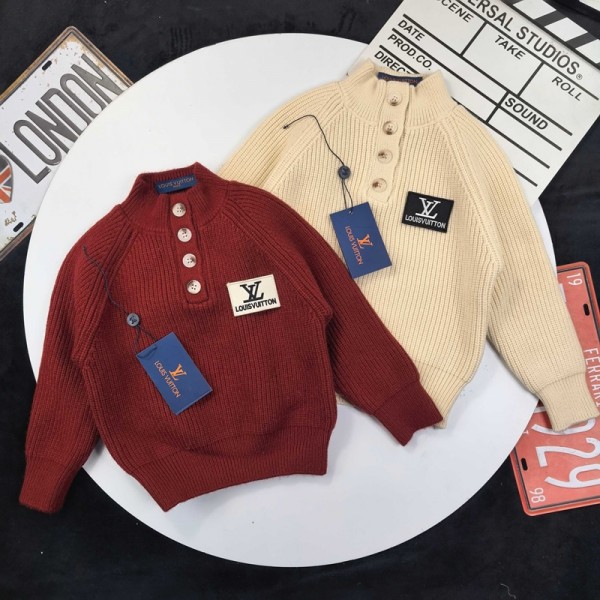 ハイブランドルイヴィトンキッズセーター 子供ウェア Lv ハイネックセーター 冬服 厚手 暖かい ニット おしゃれ かっこいい 人気 無地 ニットセーター カジュアル トップス 大きいサイズ 春秋冬 男女兼用 シンプル オシャレ 90-150cm 