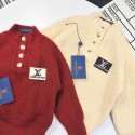 ハイブランドルイヴィトンキッズセーター 子供ウェア Lv ハイネックセーター 冬服 厚手 暖かい ニット おしゃれ かっこいい 人気 無地 ニットセーター カジュアル トップス 大きいサイズ 春秋冬 男女兼用 シンプル オシャレ 90-150cm 