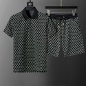 ブランド ルイヴィトンメンズ セットアップ 夏服 Lv ポロシャツ＋ショートパンツ 半袖 上下セット 大きいサイズ ゆったり 流行り ある立体生地 通気 吸汗速乾 カジュアル ゴルフウェア 部屋着 M-3XL