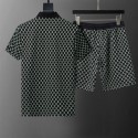 ブランド ルイヴィトンメンズ セットアップ 夏服 Lv ポロシャツ＋ショートパンツ 半袖 上下セット 大きいサイズ ゆったり 流行り ある立体生地 通気 吸汗速乾 カジュアル ゴルフウェア 部屋着 M-3XL