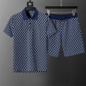 ブランド ルイヴィトンメンズ セットアップ 夏服 Lv ポロシャツ＋ショートパンツ 半袖 上下セット 大きいサイズ ゆったり 流行り ある立体生地 通気 吸汗速乾 カジュアル ゴルフウェア 部屋着 M-3XL