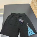 ハイブランドルイヴィトン lv ショーツ メンズ ハーフ サーフパンツ 短パン ボトムス 無地 黒 柄 夏服 伸縮性 快適 膝上 短すぎない リラックス 動きやすい 楽チン ツイル M-5XL
