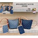 ブランドLV ルイヴィトン レディース デニム バケットバッグ スタイリッシュ ショルダーバッグ 肩掛けバッグ クロスボディ バッグ カジュアル ミニポーチ付きト ショッピング 仕事用