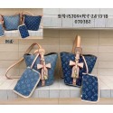 ブランドLV ルイヴィトン レディース デニム バケットバッグ スタイリッシュ ショルダーバッグ 肩掛けバッグ クロスボディ バッグ カジュアル ミニポーチ付きト ショッピング 仕事用
