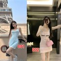 MiuMiuキャバドレス ミニドレス ミュウミュウニットワンピース アメリカンスリーブ オフショルダー セクシー キャバ嬢 キャバクラ ラウンジ レディースXS - XL