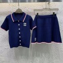 ミュウミュウ MiuMiuハイブランドセットアップ レディース 夏 ハーフスカート 半袖シャツ ブラウス 体型カバー パンツスーツ パンツドレス 上下セット カジュアル セレモニー ゆったり 春服 夏服 秋服 通勤通学 オフィスS - L
