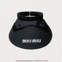 MiuMiuサンバイザー レディース UVカット ミュウミュウ サンハット 日除け帽子 蝶結び 麦わら 春夏 つば広 小顔効果 吸汗速乾 テニス ゴルフ アウトドア