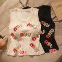 MiuMiuタンクトップ レディース トップス ニット ミュウミュウ ノースリーブ ショート丈 へそ出し重ね着 夏 S -L キャミソール Tシャツ 薄手 カットソー キャミソール 