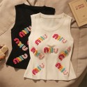 MiuMiuタンクトップ レディース トップス ニット ミュウミュウ ノースリーブ ショート丈 へそ出し重ね着 夏 S -L キャミソール Tシャツ 薄手 カットソー キャミソール 