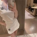 MiuMiレディース セットアップ ミュウミュウ ノースリーブｔシャツ ショートスカート 2点セット 上下セット トップス tシャツ かわいいスカート プルオーバー スカートスーツ カットソー 袖なし カジュアル 夏S - L
