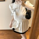 ミュウミュウ MiuMiuハイブランドブランドMiuMiuセットアップ レディース ミュウミュウ ニットトップス ニット半袖ｔシャツ S- XL トップス プリーツスカート 上下セット きれいめ 気質 少女感