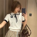 MiuMiuポロニット 半袖 セーター ミュウミュウ半袖ニット ポロシャツ ニットｔシャツ レディース 襟付き 薄手 気質 春服 夏服 秋服 トップスS - 2XL 