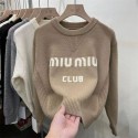MiuMiuニット セーター レディース ミュウミュウリブニット 大人め高級魅力 着回し自由自在 カットソー S - 3XL 長袖 華奢見え 高伸縮性 厚手 暖かい 着痩せ 重ね着 おしゃれ レディーストップス インナー トップス 秋冬春 通勤 カジュアル