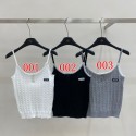 ハイブランドMiuMiuニットキャミソール ショート丈 レディース ミュウミュウタンクトップ へそ出し インナー ベスト ノースリーブ ベアトップ レース チューブトップ かわいい S-XL 