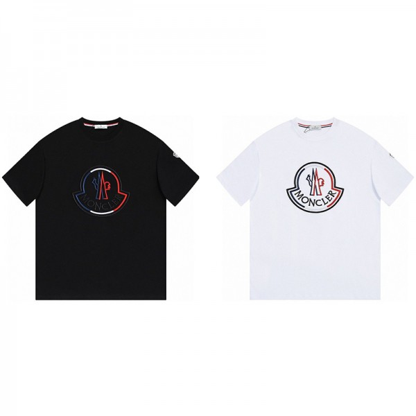 MONCLER ハイブランドｔシャツ メンズ モンクレール レディース用半袖シャツ 上着 夏の服 コットン 柔らかい 快適 ファッション 通気性 刺繍ロゴ オシャレ 男女 ペアルック